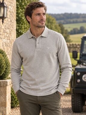 Barbour Men’s Large Gray Long Sleeve Polo Shirt – Like New